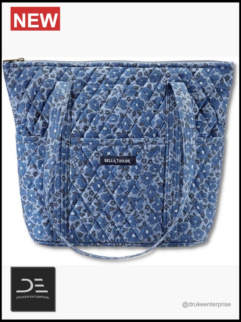 Lightweight Quilted Tote Bag With Multiple Pockets, Shoulder Bag